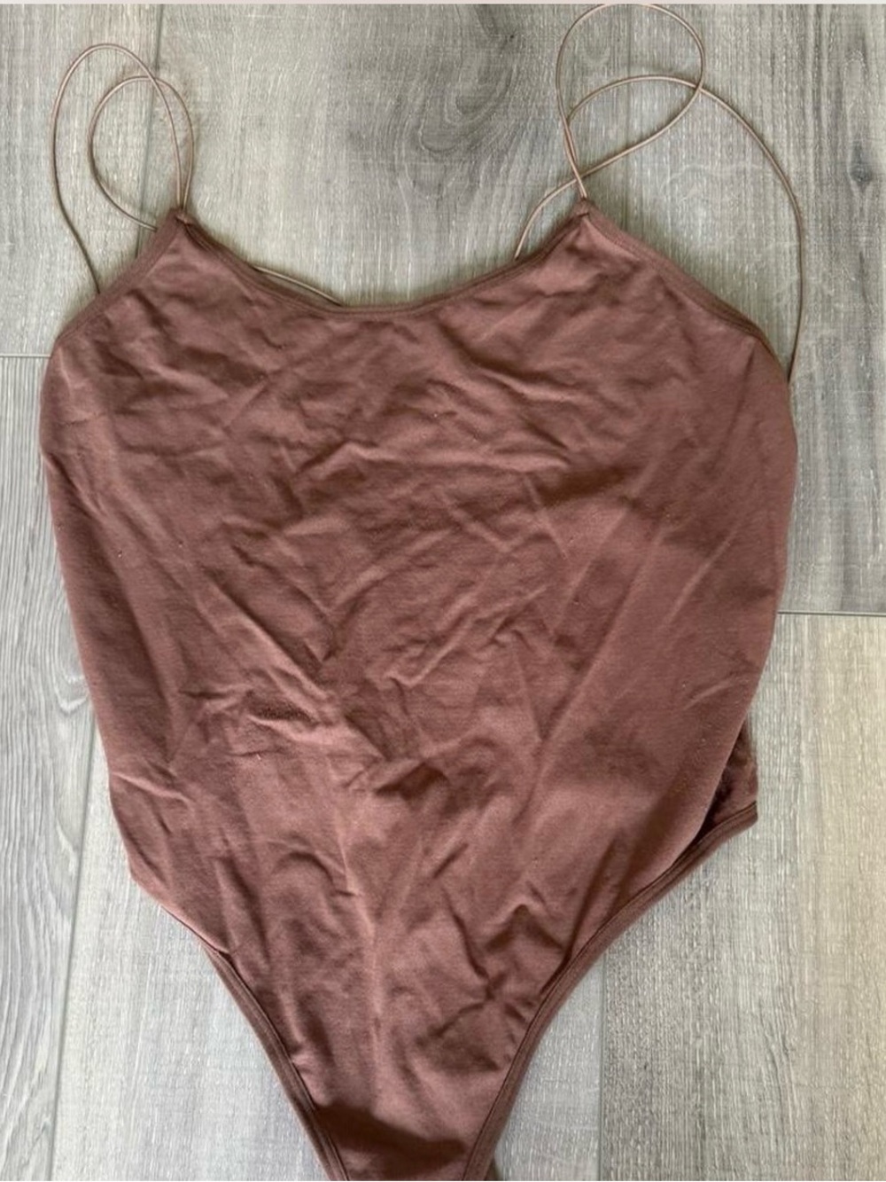 Free People Chocolate Brown Spaghetti Strap Back Bodysuit